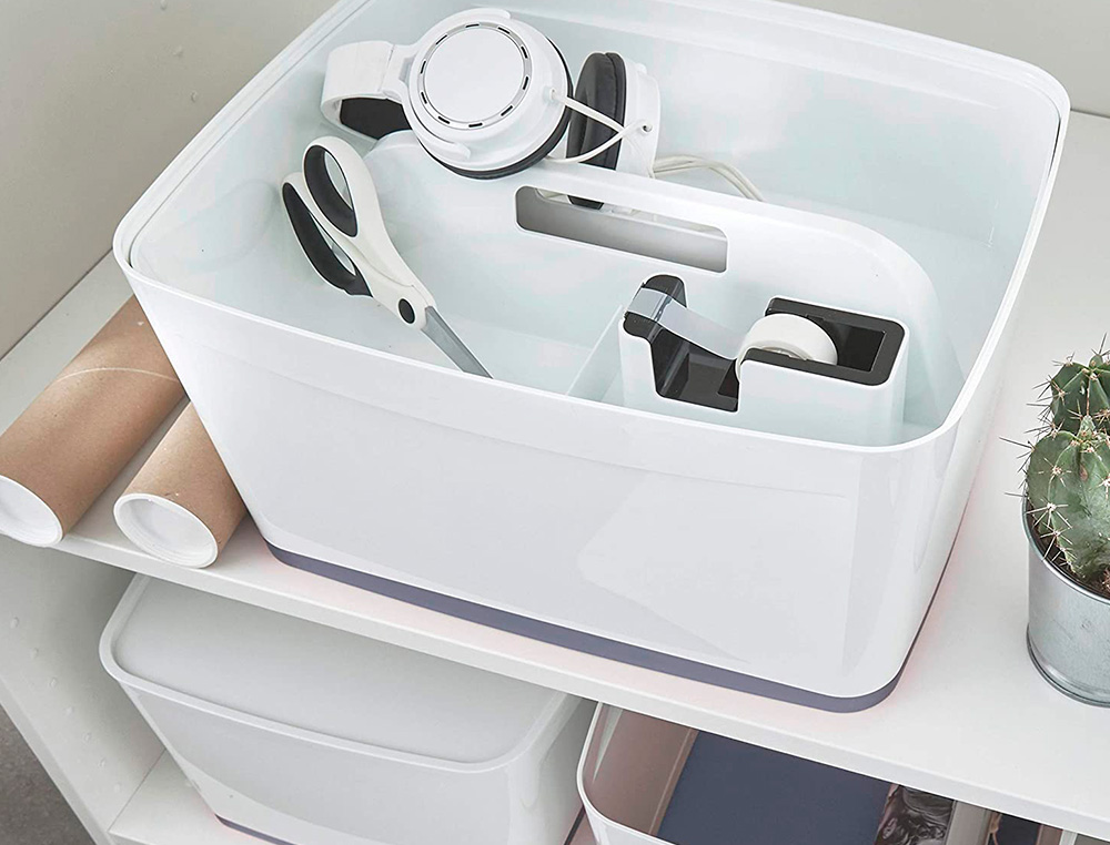 BAC RANGEMENT LEITZ MYBOX FORMAT A4 18L 318X198X385MM   BLANC GRIS