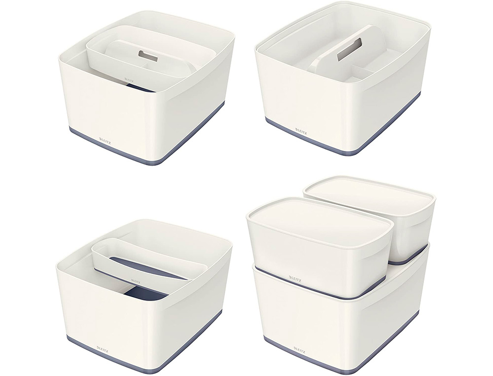 BAC RANGEMENT LEITZ MYBOX FORMAT A4 18L 318X198X385MM   BLANC GRIS