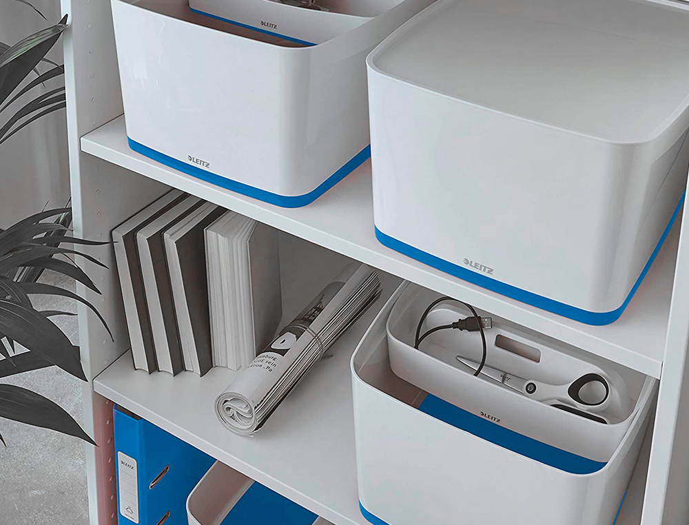 BAC RANGEMENT LEITZ MYBOX FORMAT A4 18L 318X198X385MM   BLANC BLEU