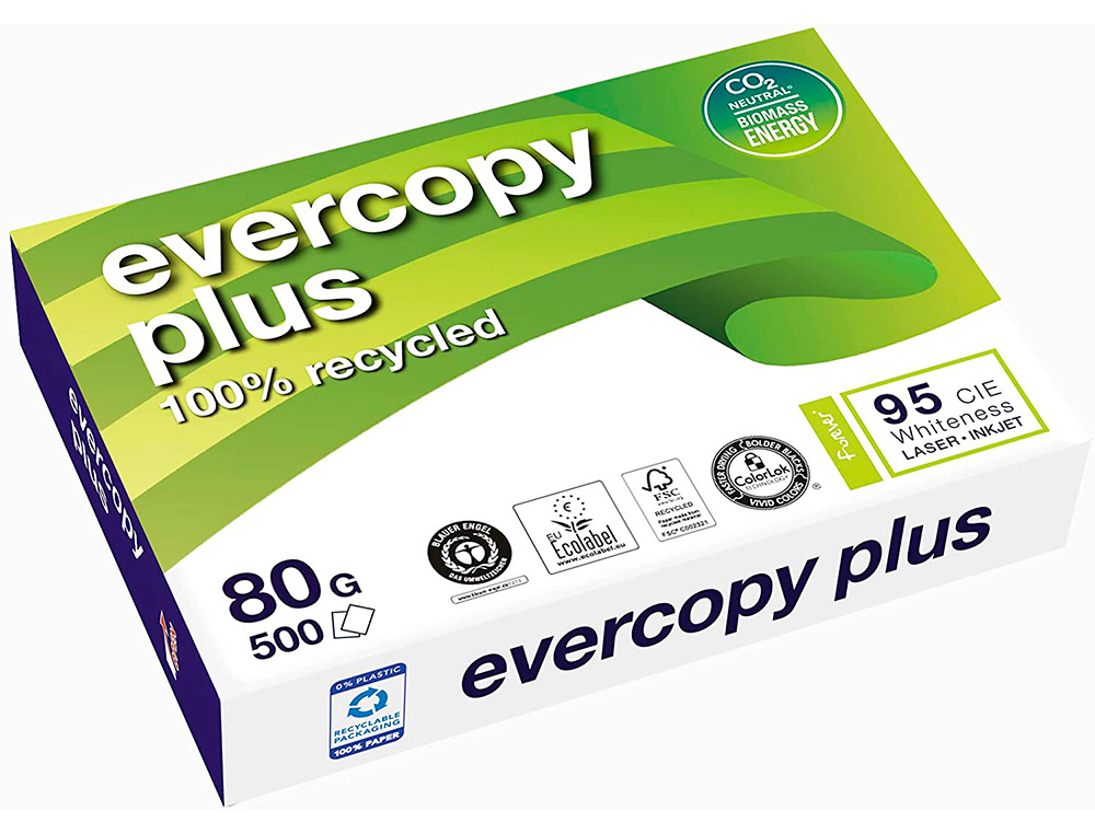 PAPIER CLAIREFONTAINE BLANC 100% RECYCLE MULTIFONCTION    EVERCOPY A3 80G/M2 BLANCHEUR  95 CIE