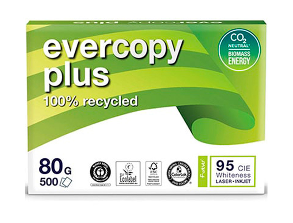 PAPIER CLAIREFONTAINE BLANC 100% RECYCLE MULTIFONCTION    EVERCOPY A3 80G/M2 BLANCHEUR  95 CIE