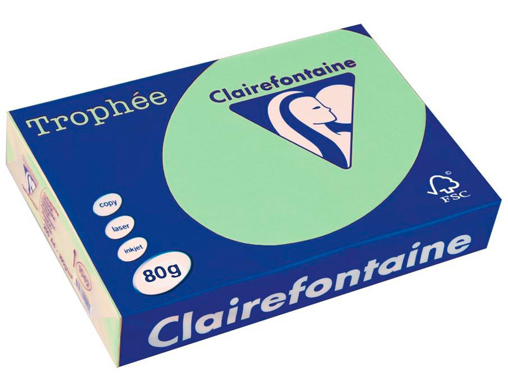 PAPIER CLAIREFONTAINE MULTIFONCTION LASER COULEUR   TROPHE A4 80G/M2  VERT NATURE PARFAITE OPACITE PAQUET 500