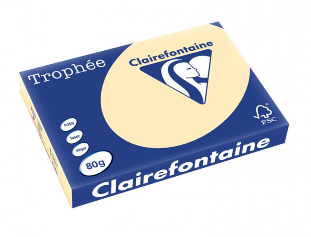 PAPIER CLAIREFONTAINE MULTIFONCTION COULEUER LASER  TROPHE A3 80G/M2  CHAMOIS     PARFAITE OPACITE PAQUET 500