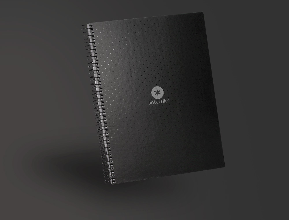 CAHIER SPIRALE ANTARTIK A4 80P 90G COUVERTURE CARTONEE   REGLURE DOT 4 TROUS COLORIS   NOIR
