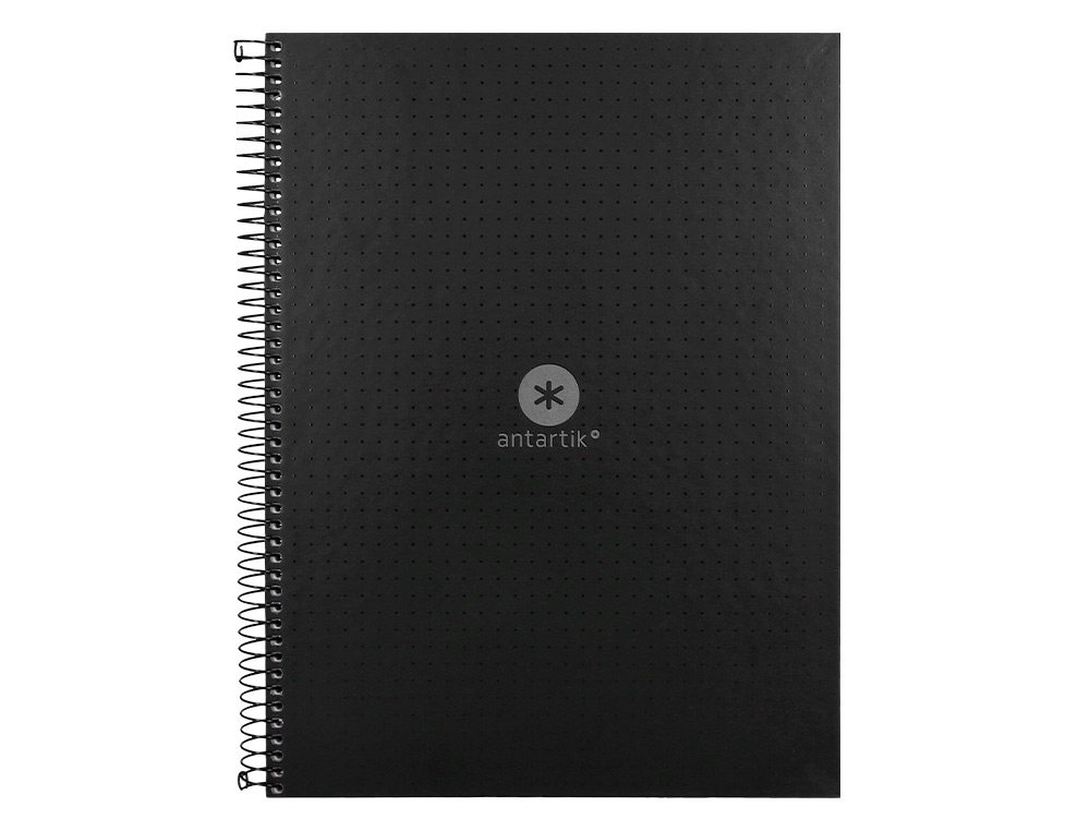 CAHIER SPIRALE ANTARTIK A4 80P 90G COUVERTURE CARTONEE   REGLURE DOT 4 TROUS COLORIS   NOIR