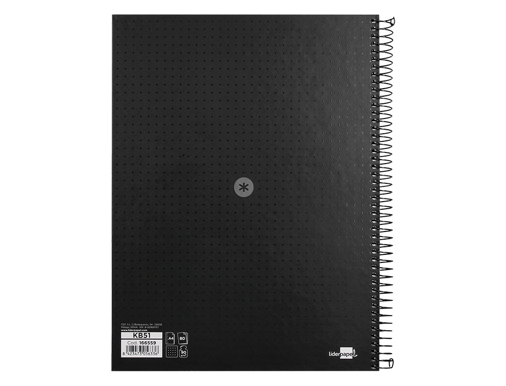 CAHIER SPIRALE ANTARTIK A4 80P 90G COUVERTURE CARTONEE   REGLURE DOT 4 TROUS COLORIS   NOIR