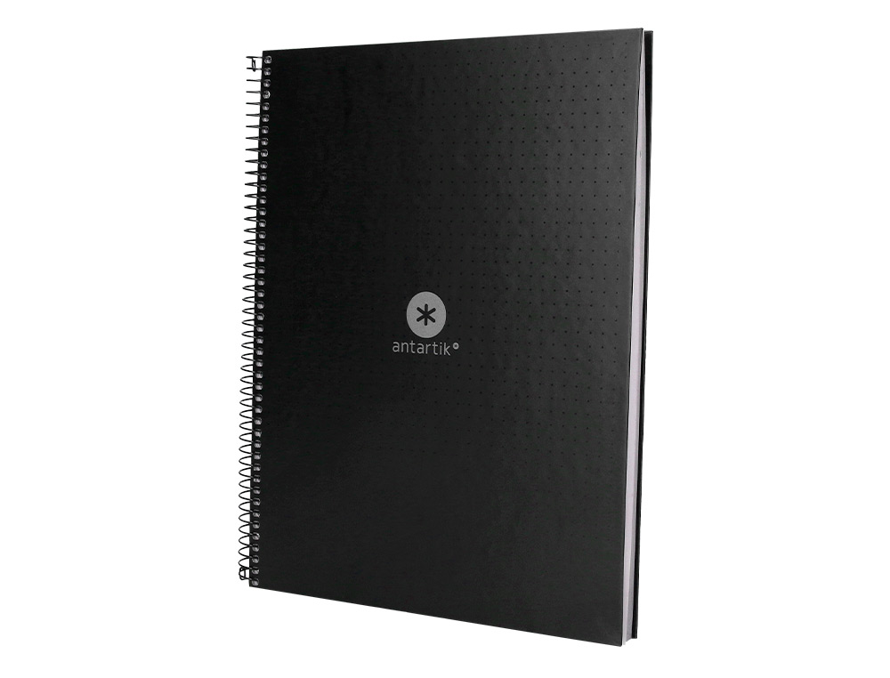 CAHIER SPIRALE ANTARTIK A4 80P 90G COUVERTURE CARTONEE   REGLURE DOT 4 TROUS COLORIS   NOIR