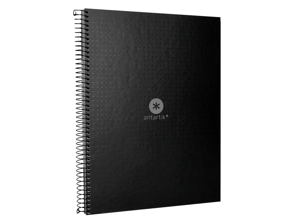 CAHIER SPIRALE ANTARTIK A4 80P 90G COUVERTURE CARTONEE   REGLURE DOT 4 TROUS COLORIS   NOIR