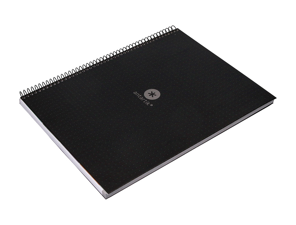 CAHIER SPIRALE ANTARTIK A4 80P 90G COUVERTURE CARTONEE   REGLURE DOT 4 TROUS COLORIS   NOIR