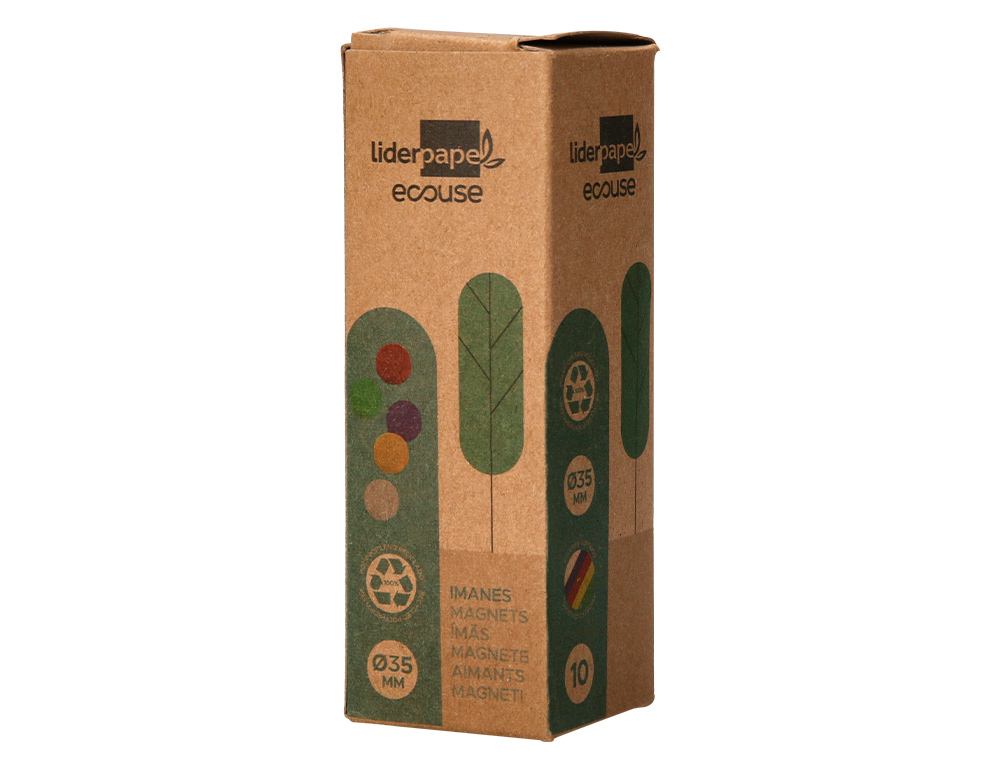AIMANT LIDERPAPEL ECOUSE PP 35MM POUR TABLEAUX            MAGNETIQUES COLORIS ASSORTIS  BOITE 10 UNITES