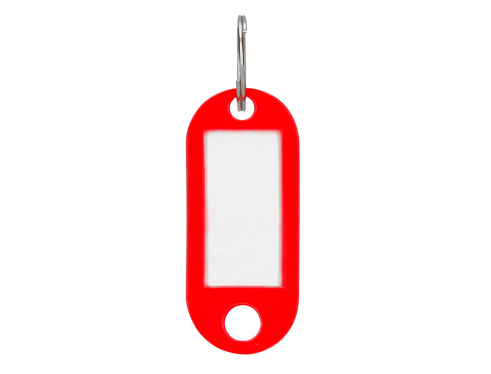 PORTE-CLES AVEC PORTE-ETIQUETTES LIDERPAPEL   ECOUSE PLASTIQUE 100% RECYCLE 50X22MM BOITE DE 100 ASSORTIS
