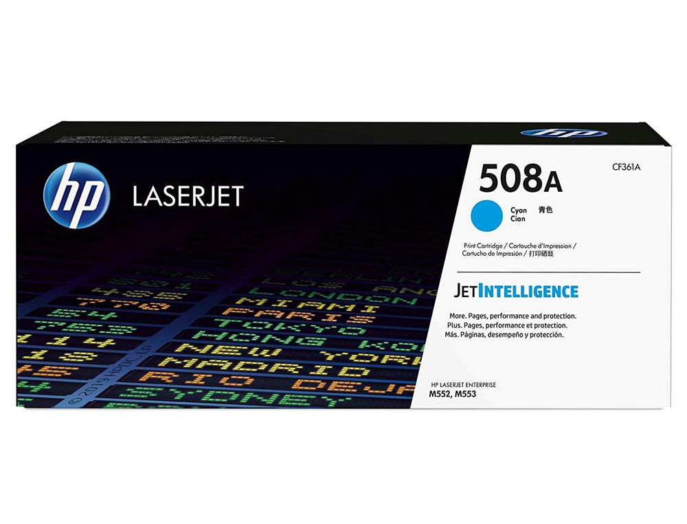 TONER LASER HP N.508A LASERJET ENTREPRISE M552/M553/M577 COULEUR CYAN 5000P
