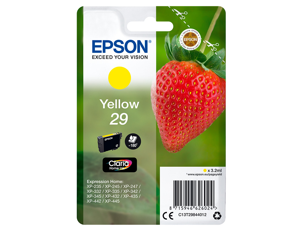 CARTOUCHE ENCRE EPSONá SINGLEPACK 29 CLARIA HOME INK FRESA RF+AM JAUNE