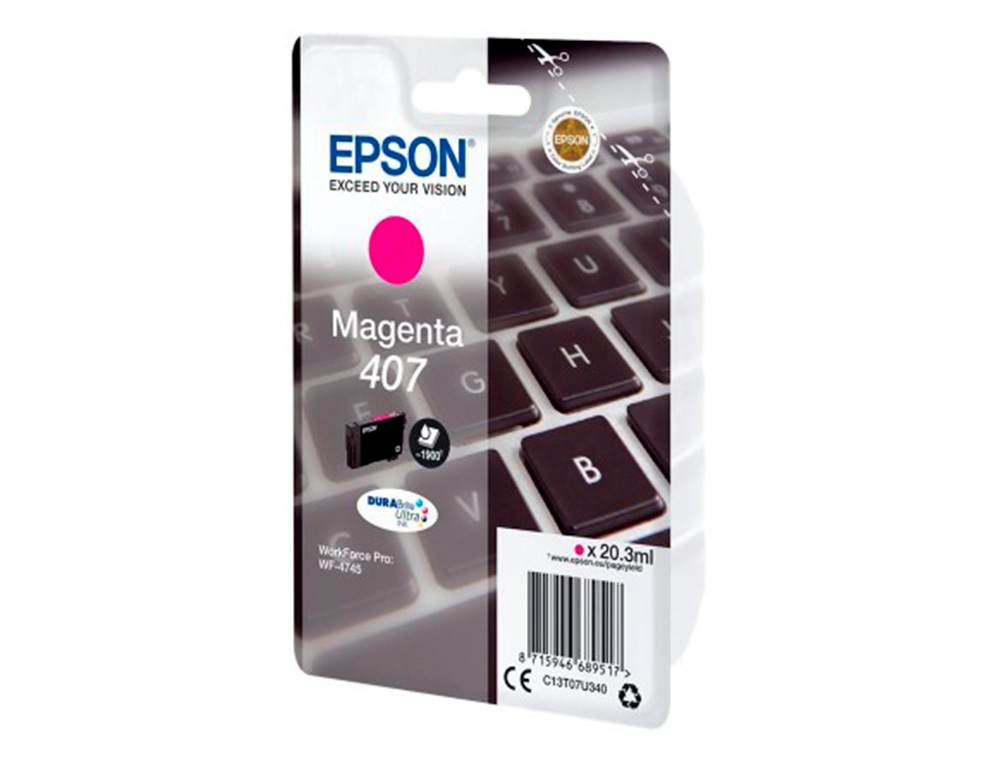 CARTOUCHE EPSON JET D'ENCRE 407  CLAVIER COULEUR MAGENTA  1,9K