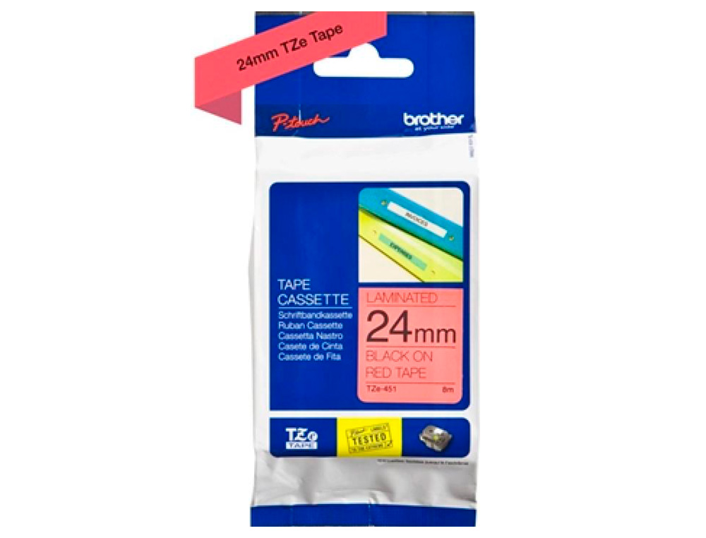 RUBAN BROTHER P-TOUCH TZE451 24 MM NOIR/ROUGE