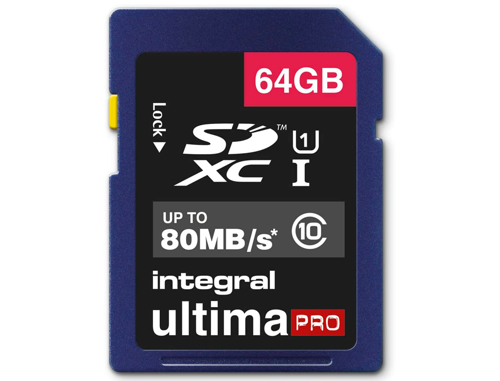 CARTE INTGRAL SDHC CAPACIT 64GB CLASSE 10 VITESSE TRANSFERT 80MB/S