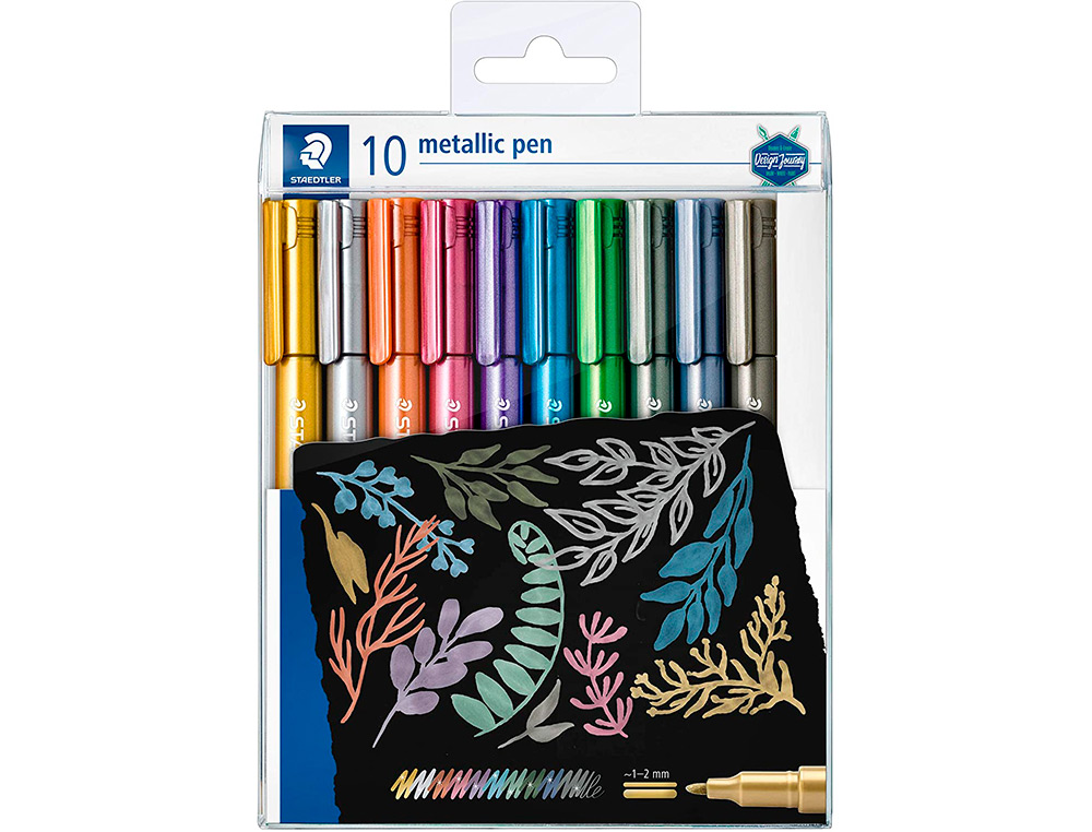 MARQUEUR STAEDTLER CORPS METALLIQUE 8323 POINTE OGIVE 2,7MM TRACE 1 A 2MM PACK DE 10 ASSORTIS
