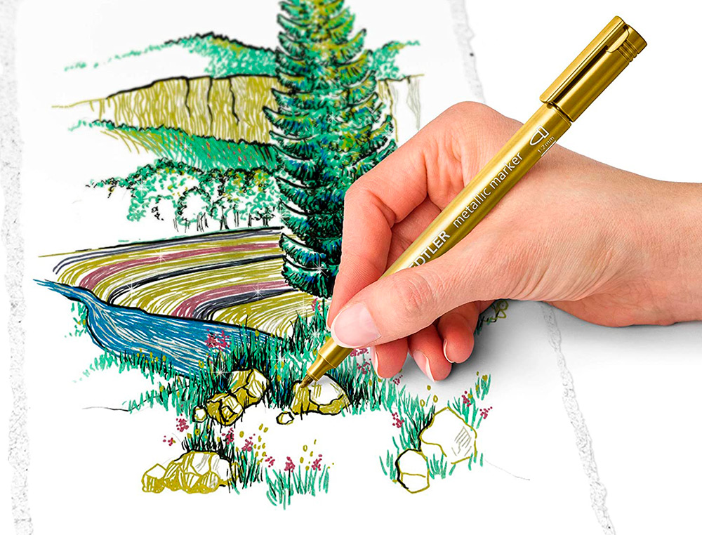 MARQUEUR STAEDTLER CORPS METALLIQUE 8323 POINTE OGIVE 2,7MM TRACE 1 A 2MM PACK DE 10 ASSORTIS