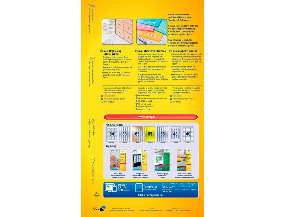 ETIQUETTE AUTOCOLLANTE AVERY ADRESSE RECYCLEE LASER BLANC  45,7 X 25,4MM BOITE DE 4000
