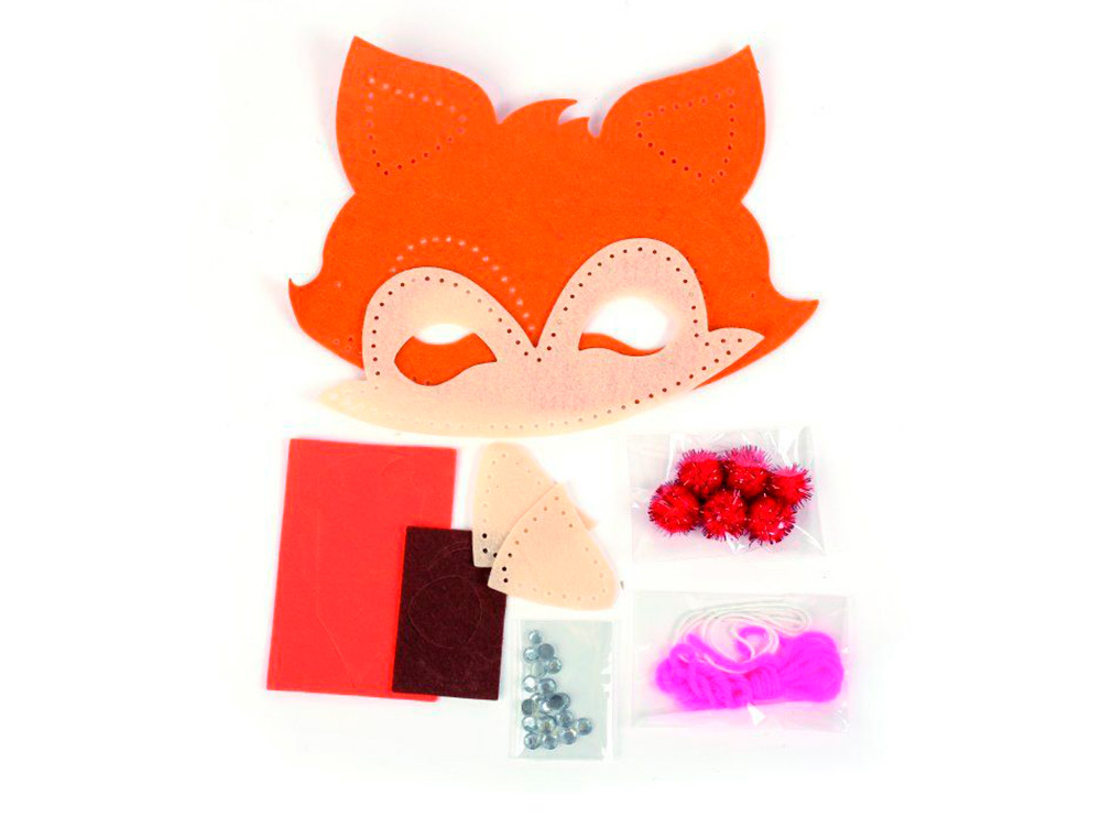 MASQUE EN FEUTRINE GRAINE CREATIVE KIT MASQUE A ASSEMBLER ET ACCESSOIRES MODELE RENARD