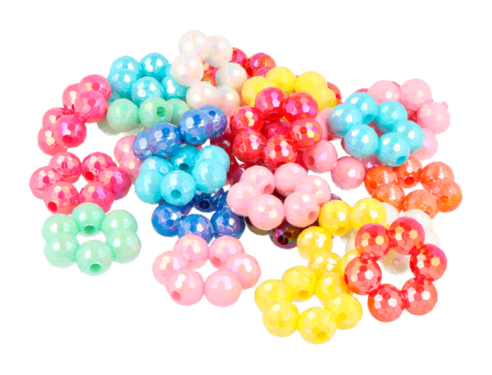 PERLE EN PLASTIQUE ANNEAUX MULTICOLORE IRISE 24 X 8MM SACHET DE 220U