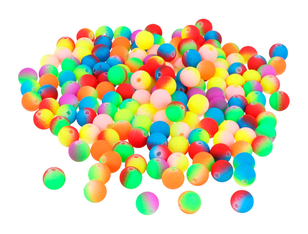 PERLE EN PLASTIQUE RONDES MULTICOLORE FLUOR             DIAMETRE 8MM BOCAL DE 800 UN