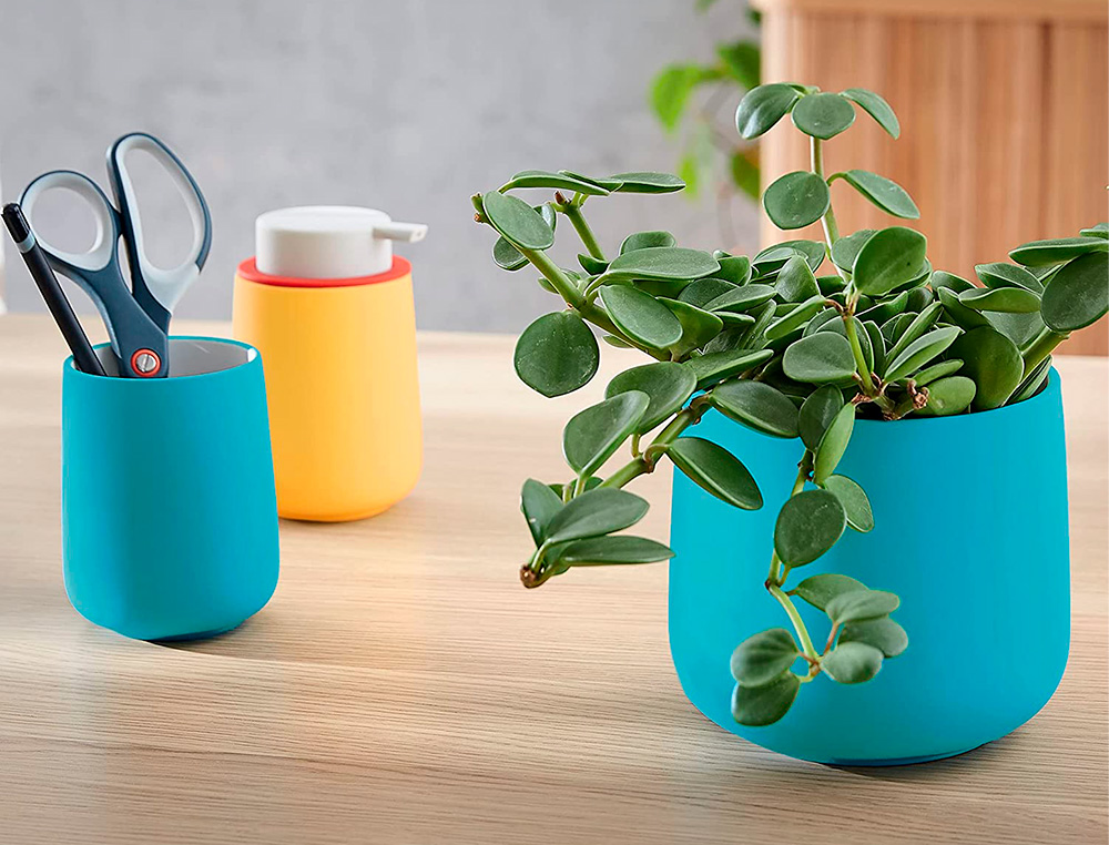 POT POUR PLANTE LEITZ COSY CERAMIQUE DIMENSIONS: 130 X 143 X 143 MM COLORIS BLEU