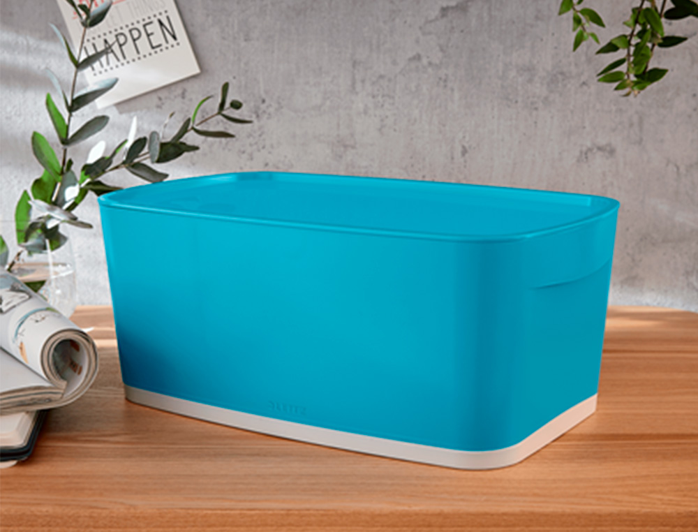 BOITE DE RANGEMENT LEITZ COSY MY BOX PETIT FORMAT AVEC      COUVERCLE  COLORIS BLEU