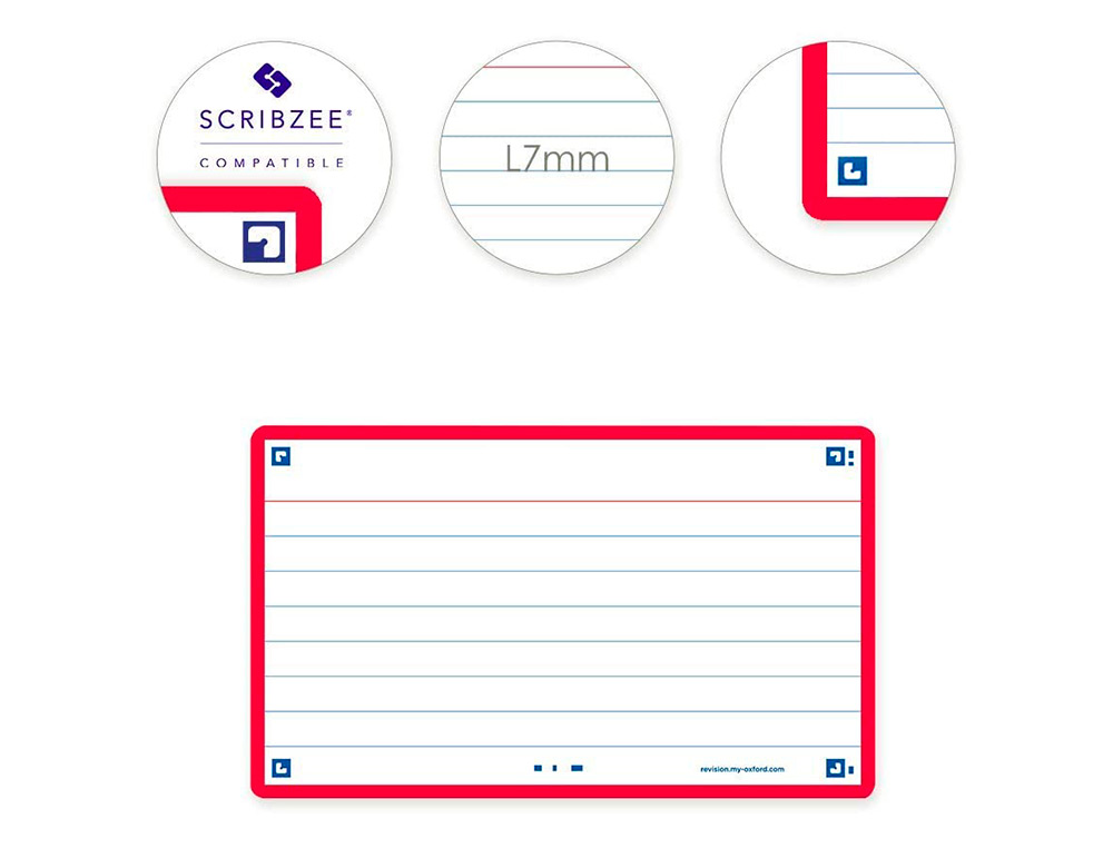 FICHES BRISTOL OXFORD FLASH 2.0 75X125MM 32 FICHES/FILM   L7MM CADRE ROUGE
