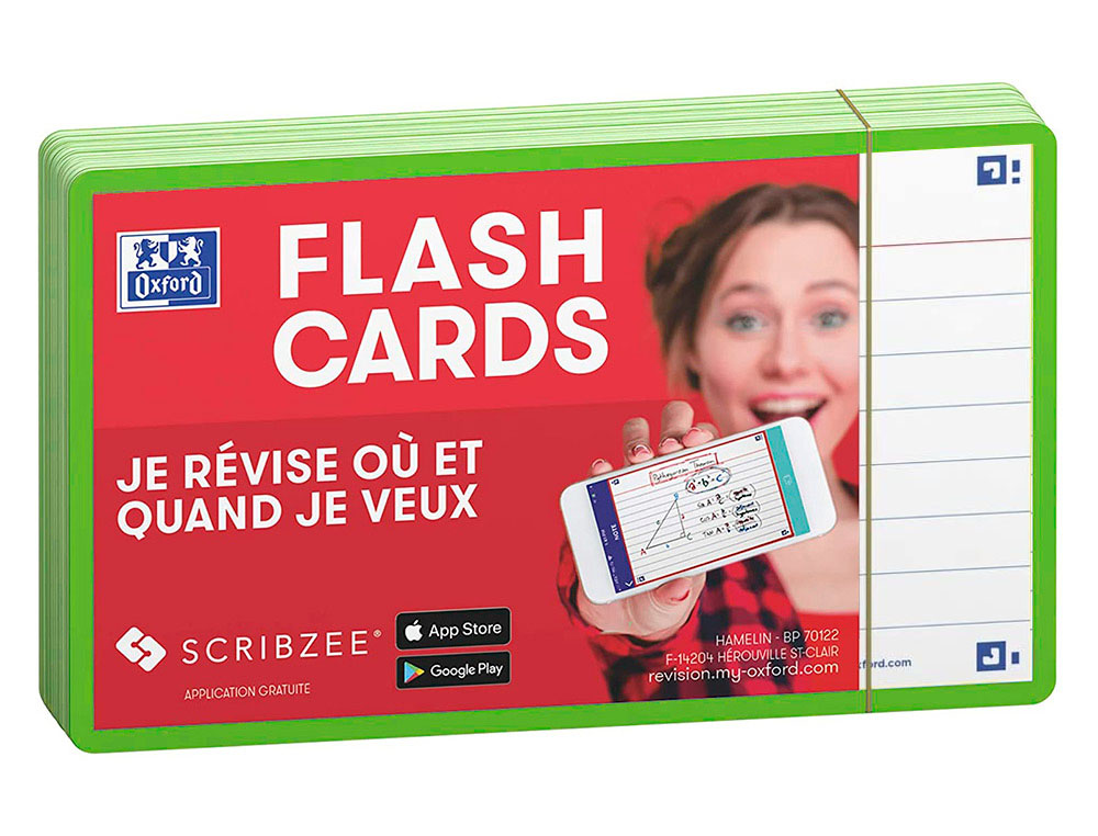 FICHES BRISTOL OXFORD FLASH 2.0 75X125MM 32 FICHES/FILM   L7MM CADRE VERT