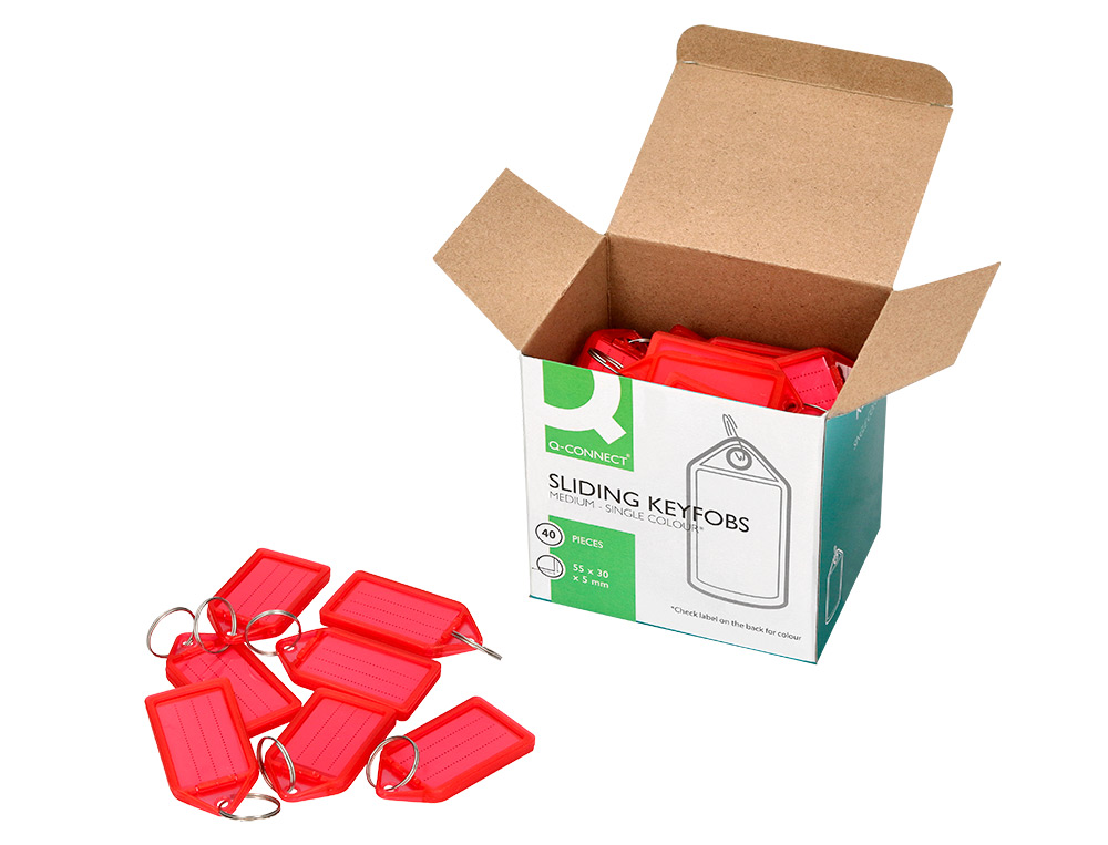 PORTE-CLES Q-CONNECT PORTE-ETIQUETTE PREMIUM       COLORIS ROUGE BOITE 40 UNITES