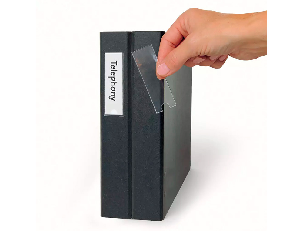 PAQUET 18 PORTE-ETIQUETTE ADHESIVE  25X75MM PVC REACH