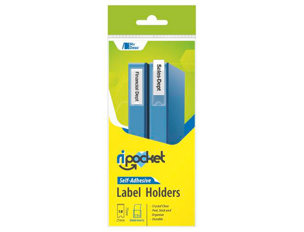PAQUET 18 PORTE-ETIQUETTE ADHESIVE  25X75MM PVC REACH