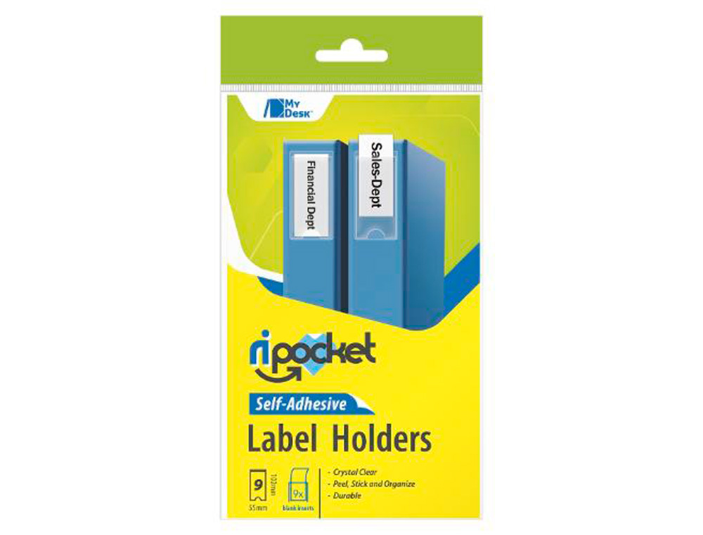 PAQUET 9 PORTE-ETIQUETTE RIPLAST ADHESIVE 55X102MM PVC REACH