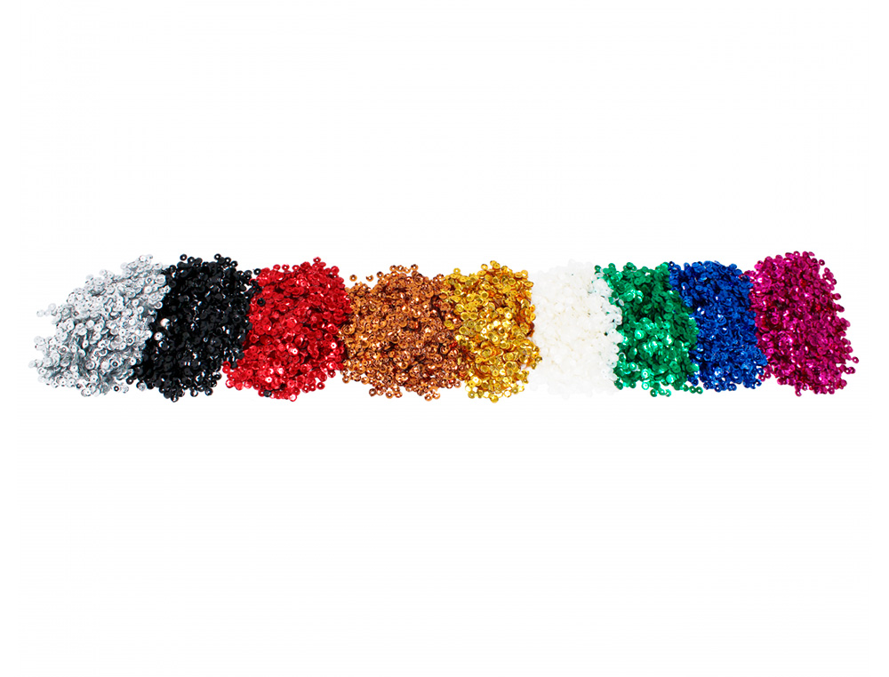 SEQUINS SODERTEX COLORE 180 GR - 6 MM - 9 X 20 GR - 3000  PCS - 9 COLORIS
