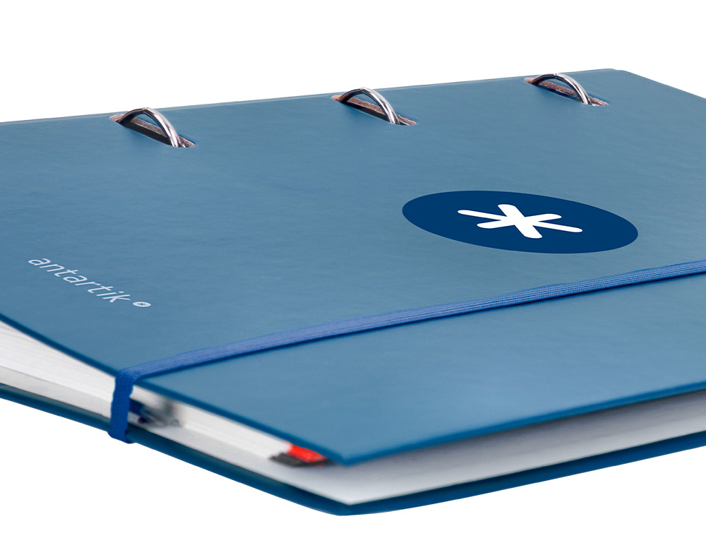CLASSEUR ANTARTIK 4 ANNEAUX RONDS 40MM A4 CARTON REMBORDE FEUILLETS MOBILES Q5X5 COLORISBLEU
