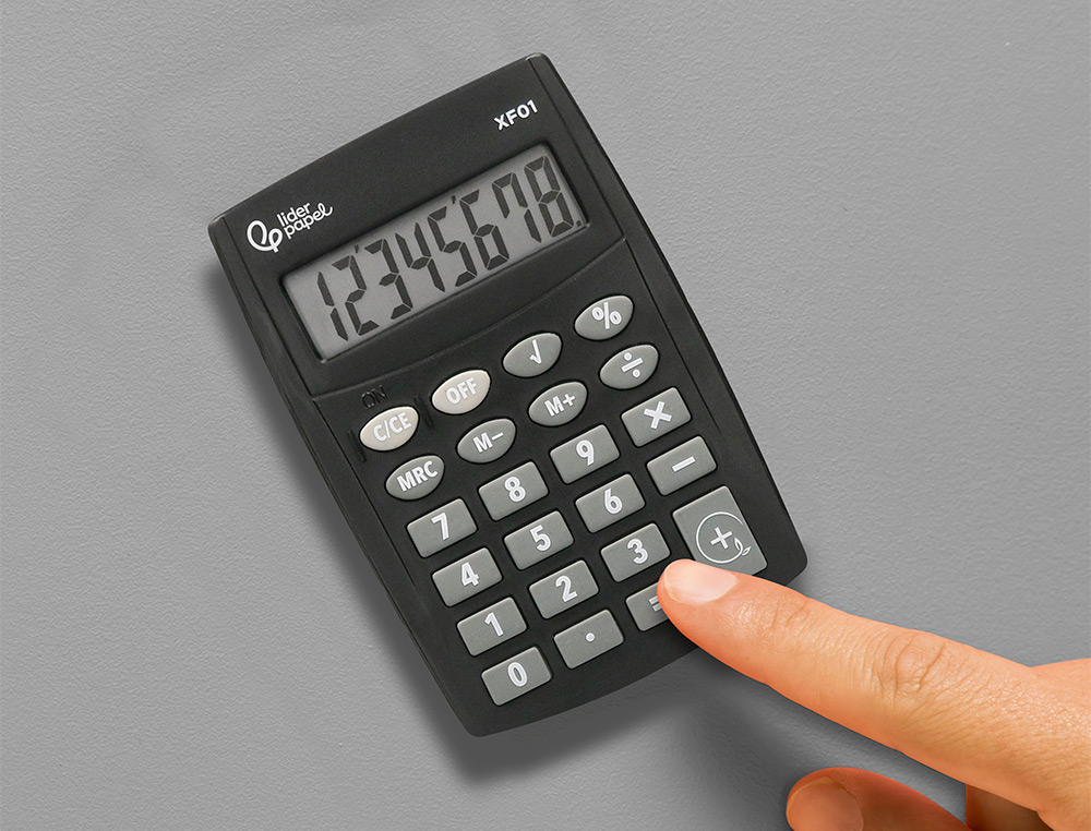CALCULATRICE DE POCHE LIDERPAPEL XF01 8 CHIFFRES    AVEC PILE 99X64X9 MM COLORIS  NOIR