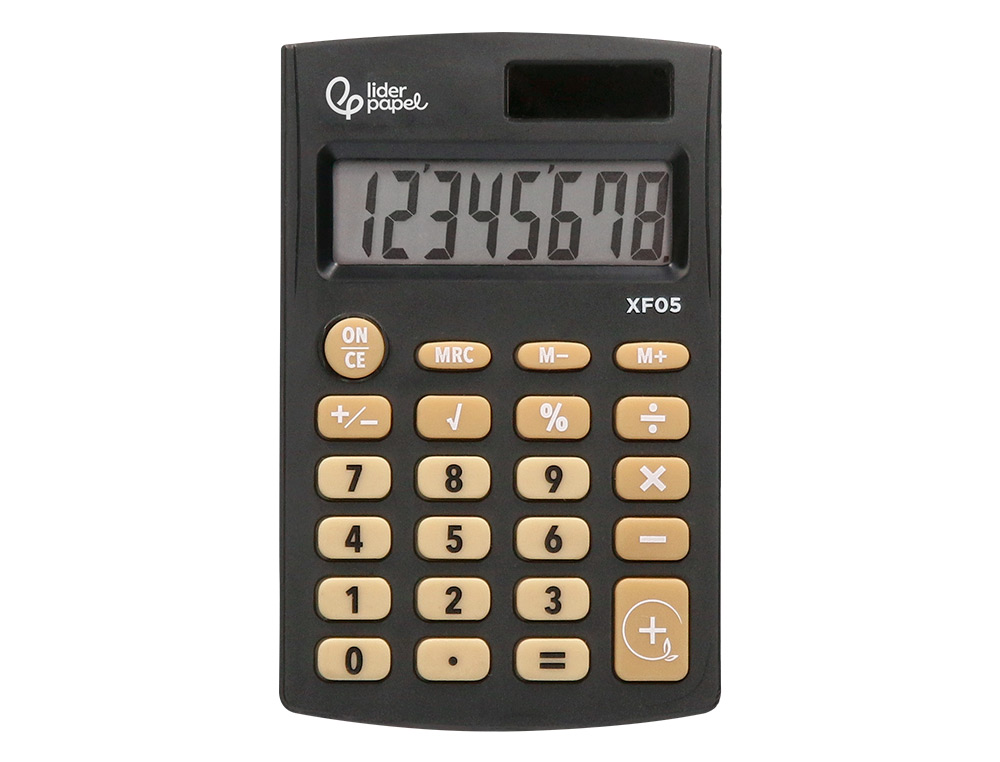 CALCULATRICE DE POCHE XF05 8 CHIFFRES SOLAIRE ET PILES     98X62X8 MM COLORIS NOIR