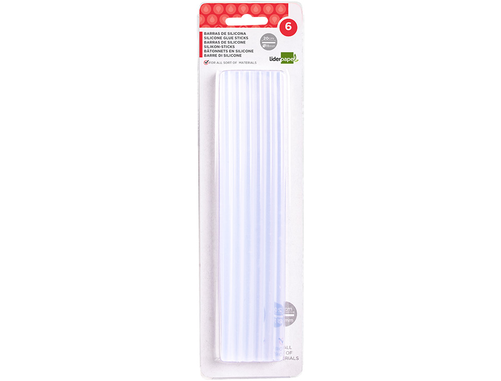 BATON DE COLLE LIDERPAPEL POUR PISTOLET A COLLE         11X200MM BLISTER DE 6 UNITES
