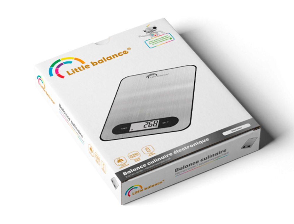 BALANCE COMPACTE 5KG/1G INOX AVEC BATTERIE RECHARGEABLE ET REMPLAABLE