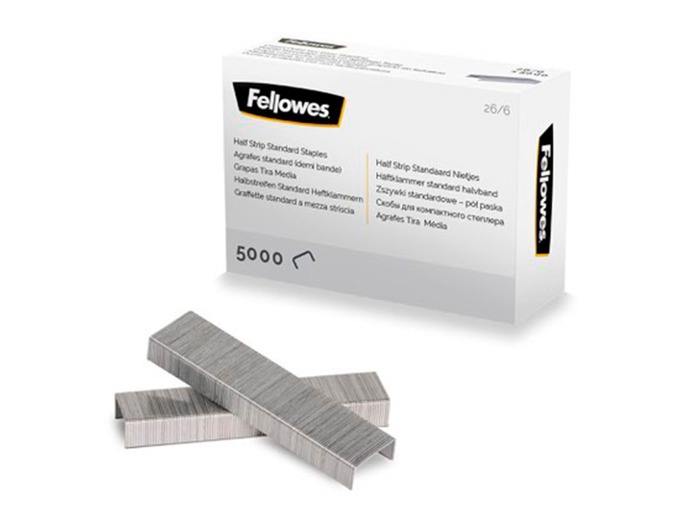 AGRAFES FELLOWES 26/6 DEMI BANDE PAQUET DE 5000 PIECES