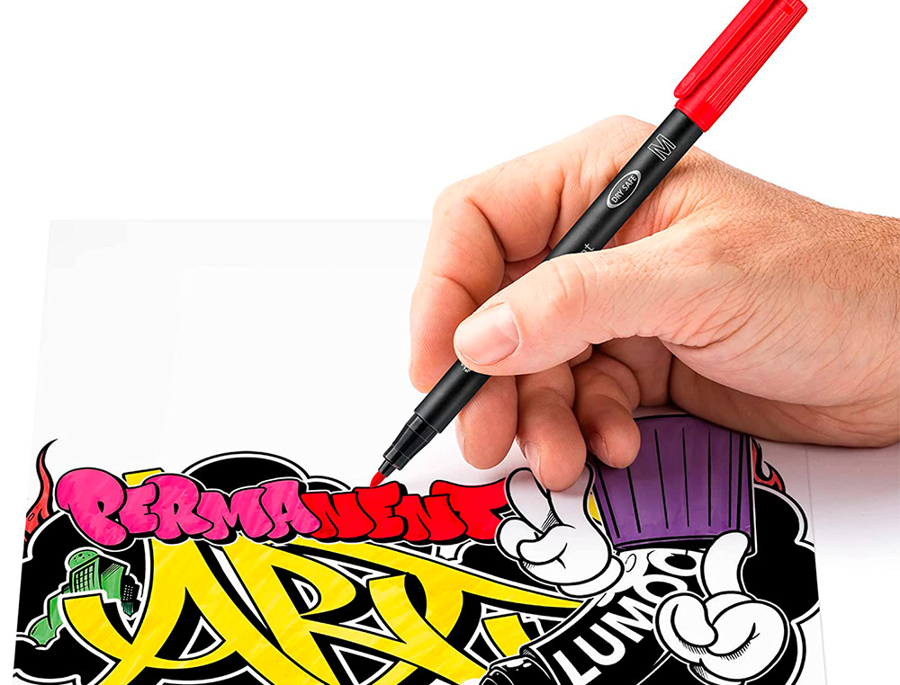 MARQUEUR STAEDTLER PERMANENT DRY SAFE LUMOCOLOR 317 POINTE MOYENNE 1MM COLORIS ASSROTIS ETUI DE 14 FEUTRES