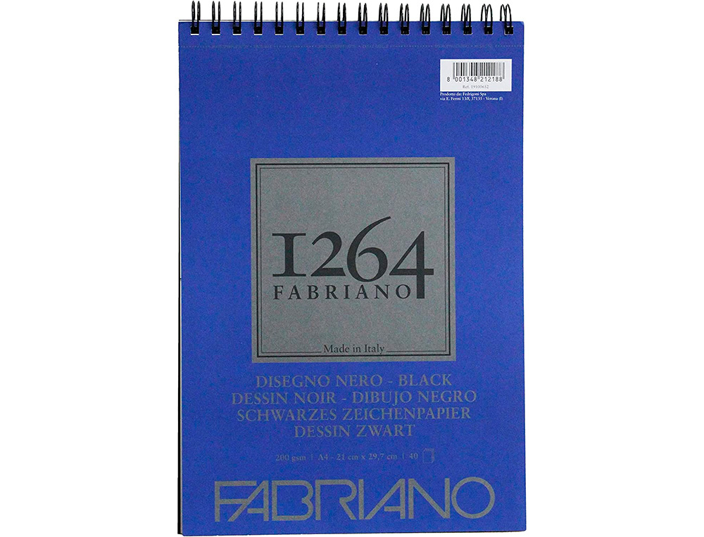 BLOC DESSIN 1264 FABRIANO A4 NOIR 200G  40F