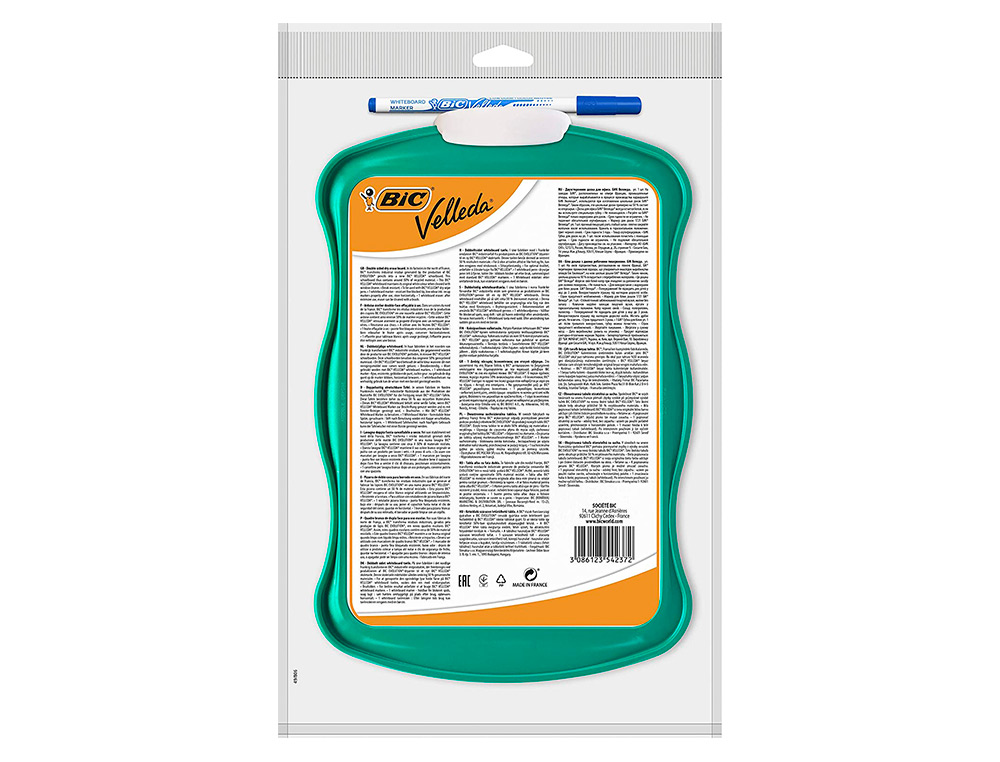 ARDOISE BIC VELLEDA DOUBLE FACE 21X31 1 FEUTRE FIN1721 BLEU 1 EFFACETTE