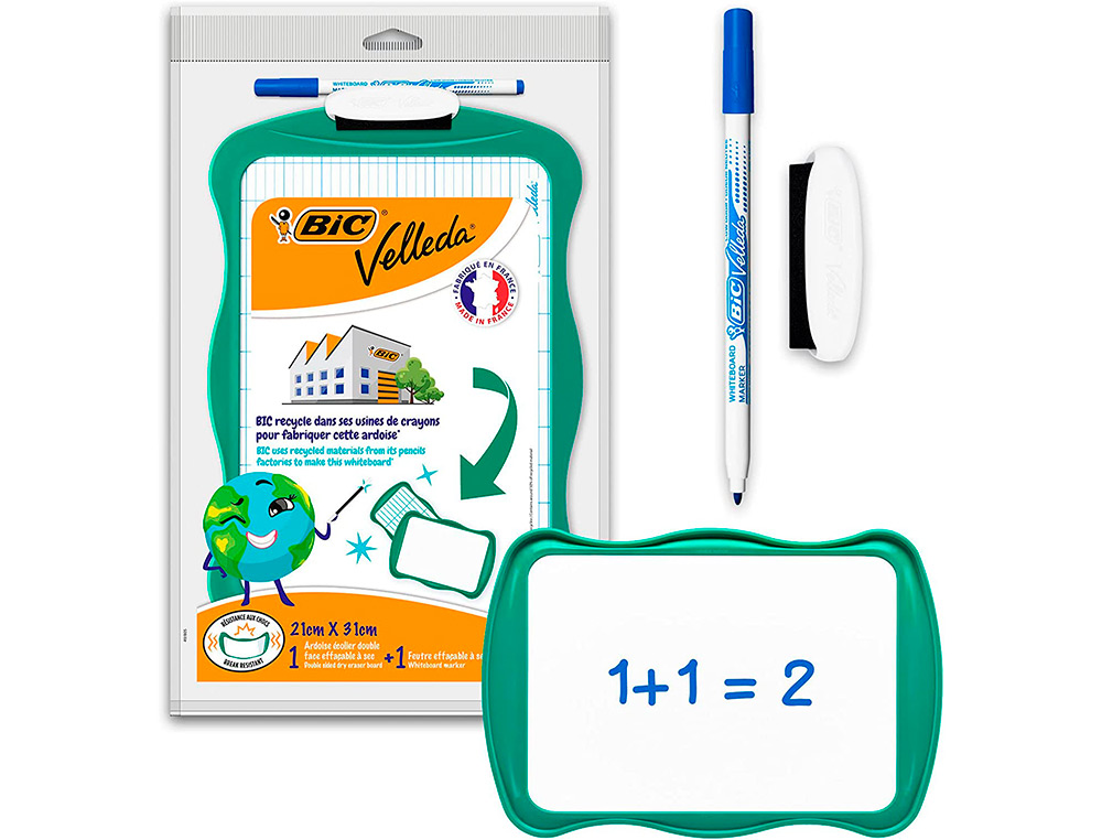 ARDOISE BIC VELLEDA DOUBLE FACE 21X31 1 FEUTRE FIN1721 BLEU 1 EFFACETTE