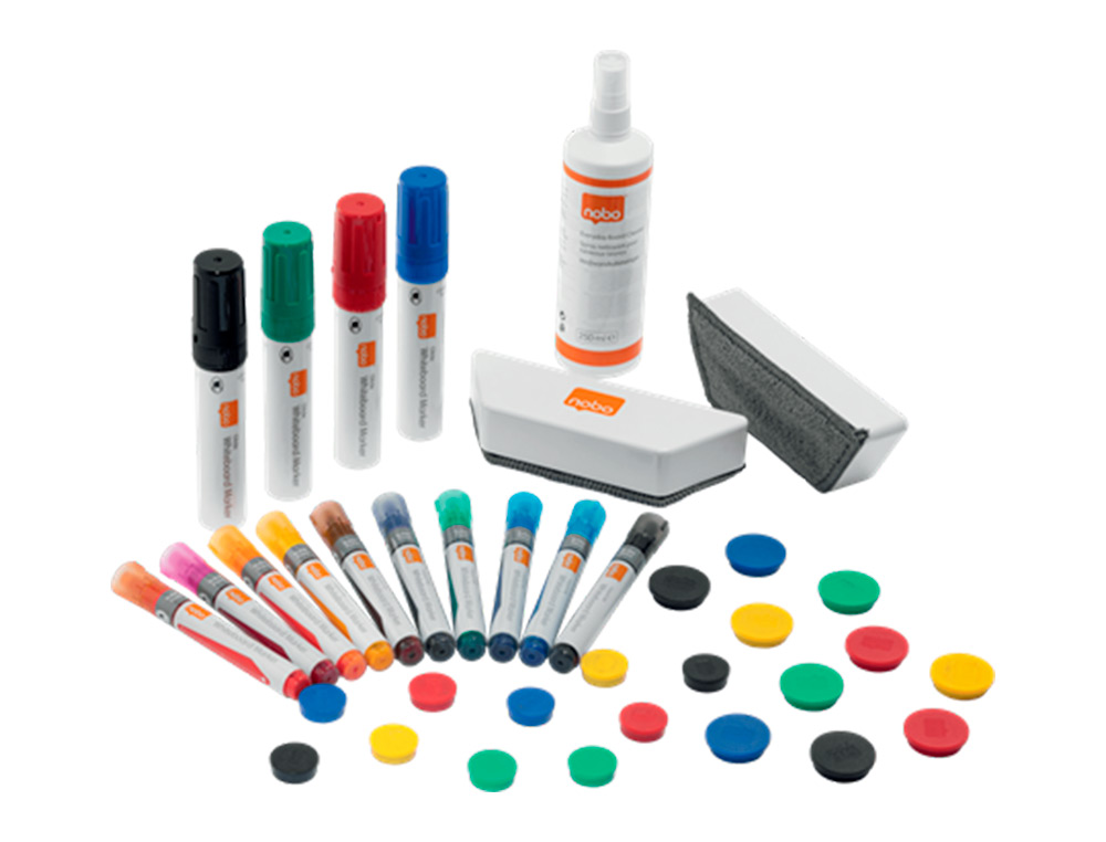 KIT D'ACCESOIRES TABLEAU BLANC ESSELTE 10 MARQUEURS 10 AIMANTS 32MM 2 EFFACEURS 1    SPRAY NETTOYAGE