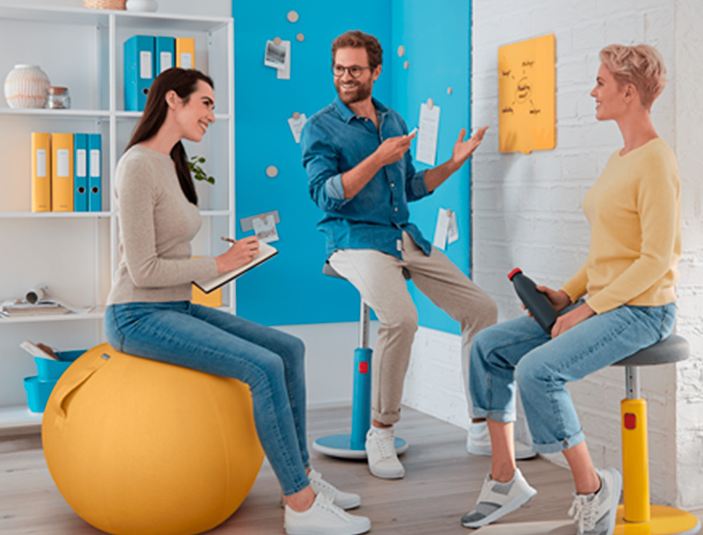 BALLON D'ASSISE ERGONOMIQUE LEITZ ERGO COSY ACTIVE JAUNE  65CM DIAMETRE