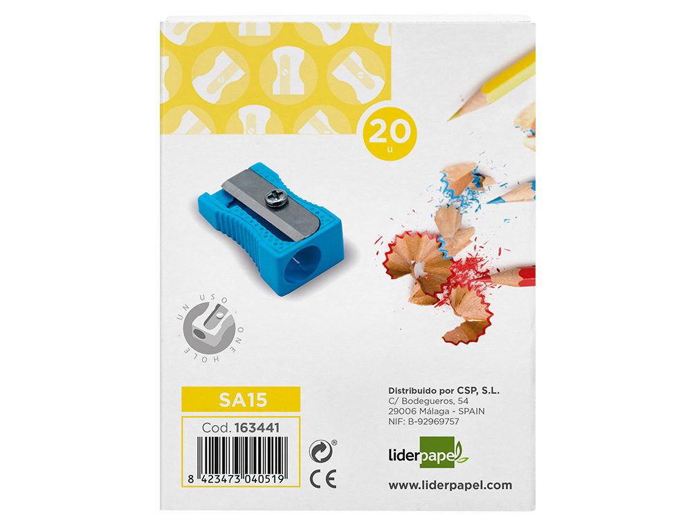TAILLE-CRAYON LIDERPAPEL METALLIQUE 1 USAGE COLORIS    BLEU