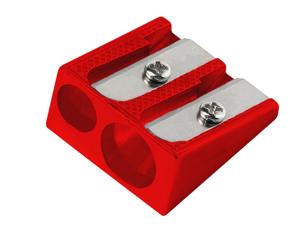 TAILLE-CRAYON LIDERPAPEL METALLIQUE 2 USAGES COLORIS   ROUGE