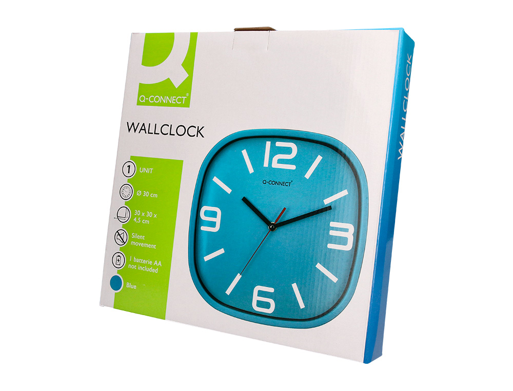 HORLOGE Q-CONNECT MURALE PLASTIQUE MOUVEMENT           SILENCIEUX DIAMETRE  30 CM    COLORIS BLEU